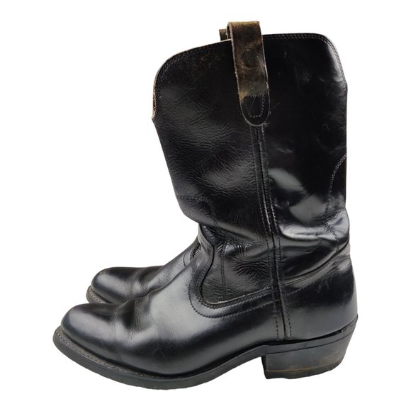 Biltrite Black Leather Boots Western Cowboy Slip-on Caws Paw main image 6